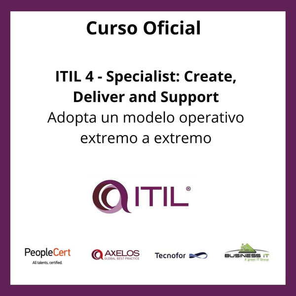 Curso Oficial ITIL 4 - Specialist: Create, Deliver and Support