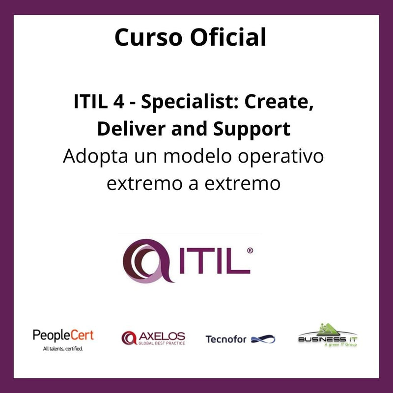 Curso Oficial ITIL 4 - Specialist: Create, Deliver and Support